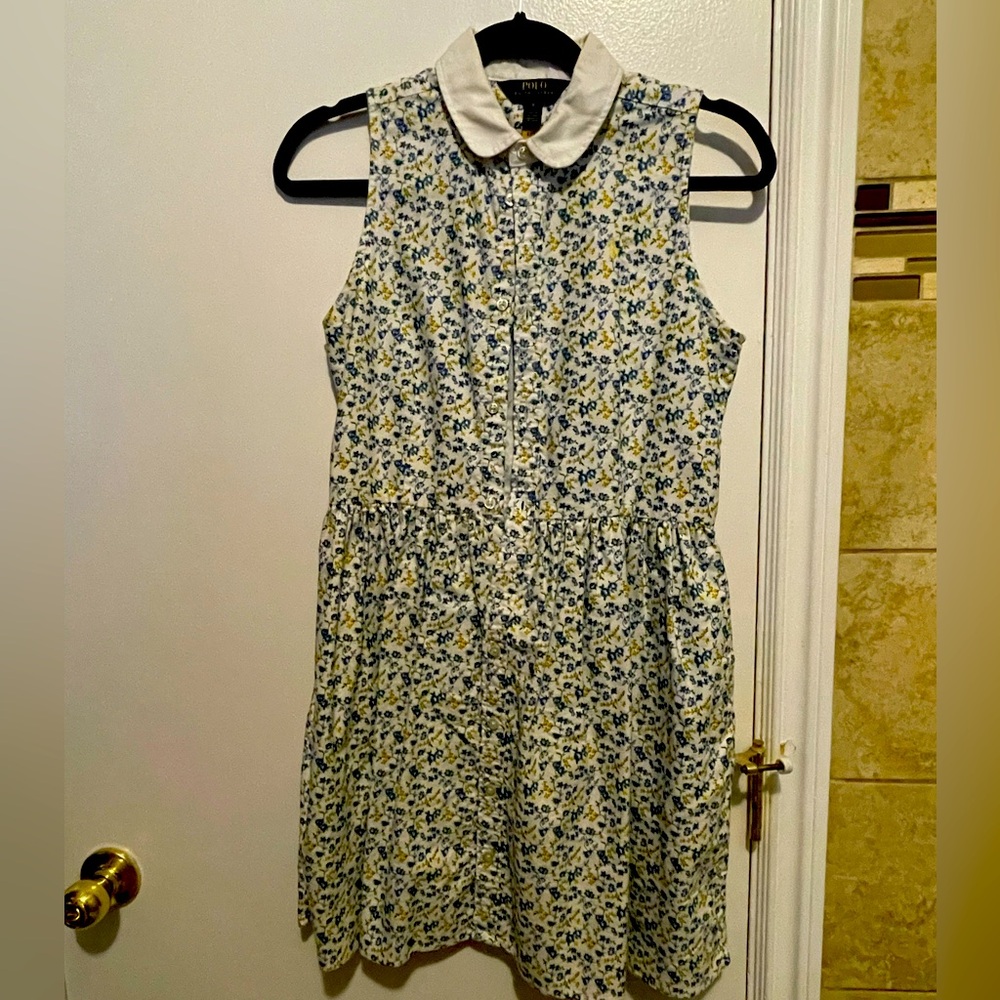 Sleeveless Girls floral POLO dress